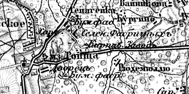 Расположение кирпичного завода на карте Шуберта 1855 года
