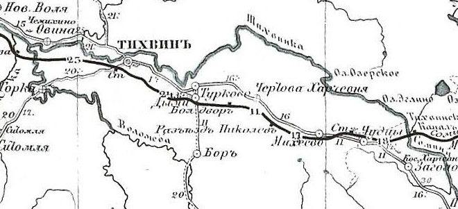 Деревня Большой Двор на Военно-дорожной карте Европейской России 1888-1910