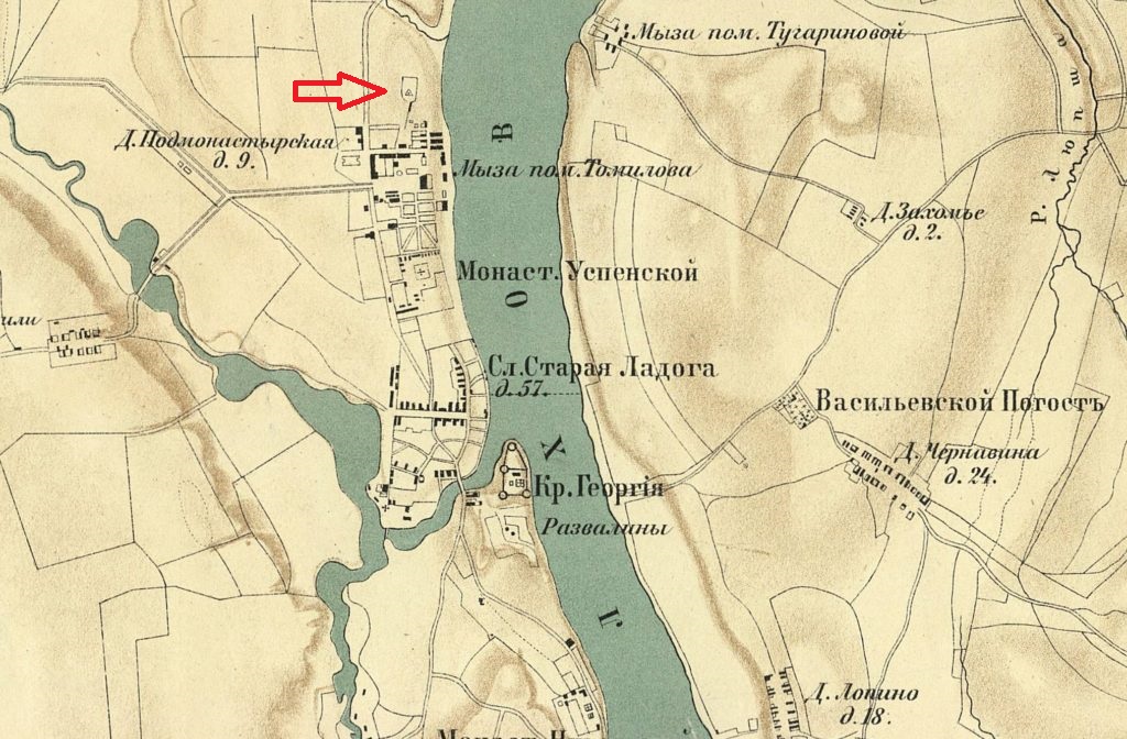 Карта ближайших окрестностей Старой Ладоги (в первой половине XIX ст.). 1850 год