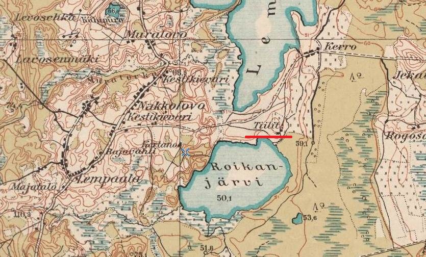Кирпичный завод на довоенной финской топографической карте. Скриншот с сайта etomesto.ru